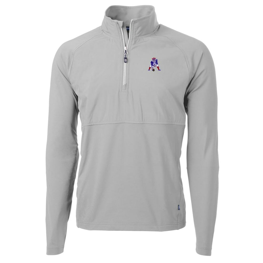 New England Patriots Cutter & Buck Adapt Eco Knit Hybrid Recycled Quarter-Zip Throwback Pullover Top Gray | NFL