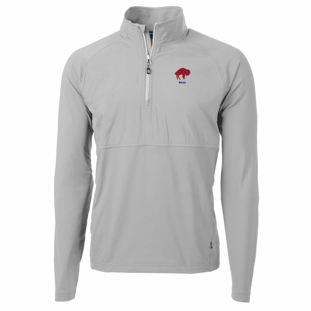 Buffalo Bills Cutter & Buck Adapt Eco Knit Hybrid Recycled Quarter-Zip Throwback Pullover Top Gray | NFL