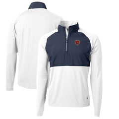 Chicago Bears Cutter & Buck Adapt Eco Knit Hybrid Recycled Quarter-Zip Throwback Pullover Top White/Navy | NFL