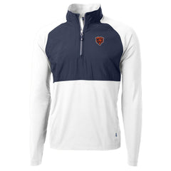Chicago Bears Cutter & Buck Adapt Eco Knit Hybrid Recycled Quarter-Zip Throwback Pullover Top White/Navy | NFL
