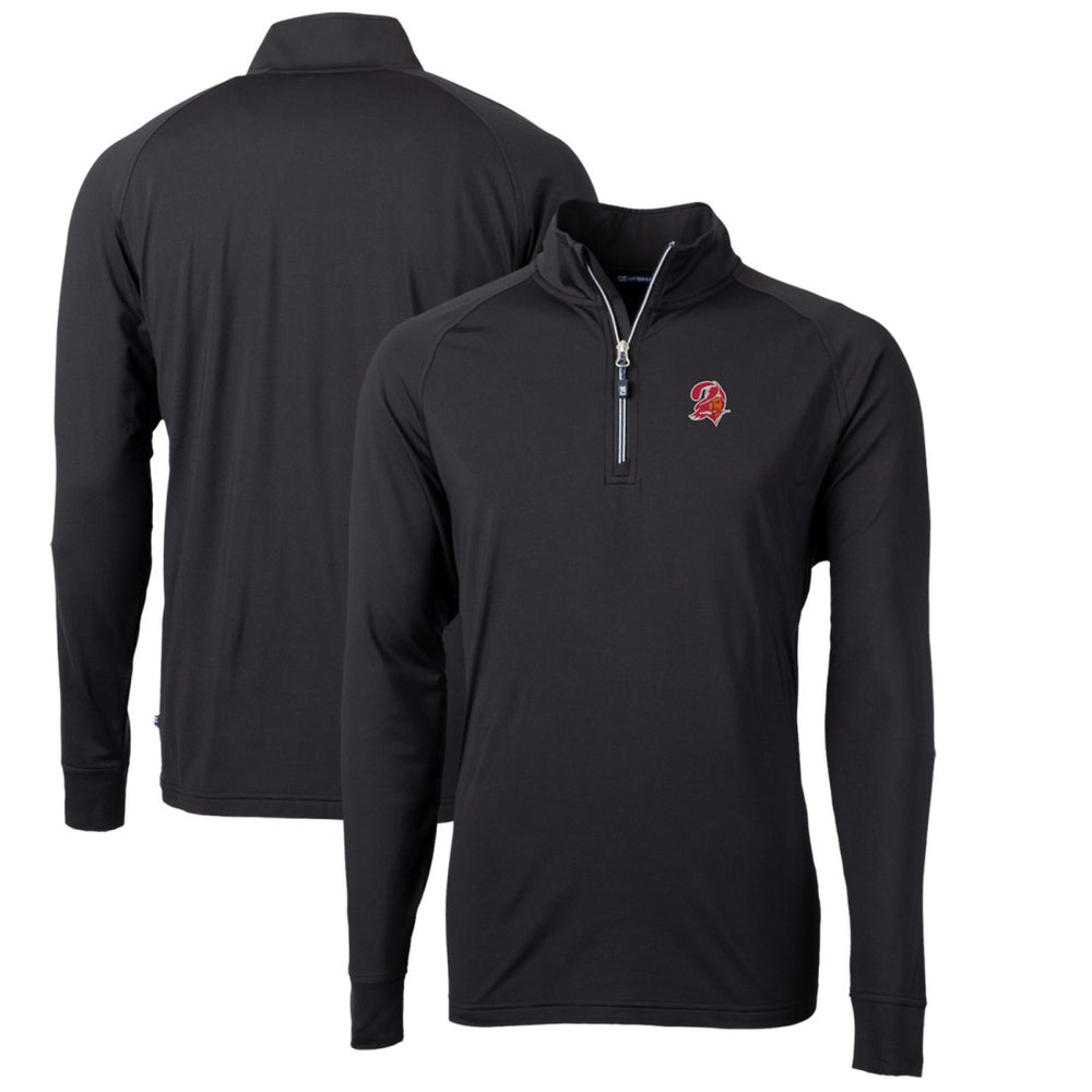 Tampa Bay Buccaneers Cutter & Buck Adapt Eco Knit Stretch Recycled Quarter-Zip Throwback Pullover Top Black | NFL