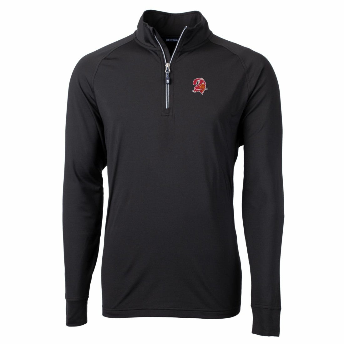 Tampa Bay Buccaneers Cutter & Buck Adapt Eco Knit Stretch Recycled Quarter-Zip Throwback Pullover Top Black | NFL