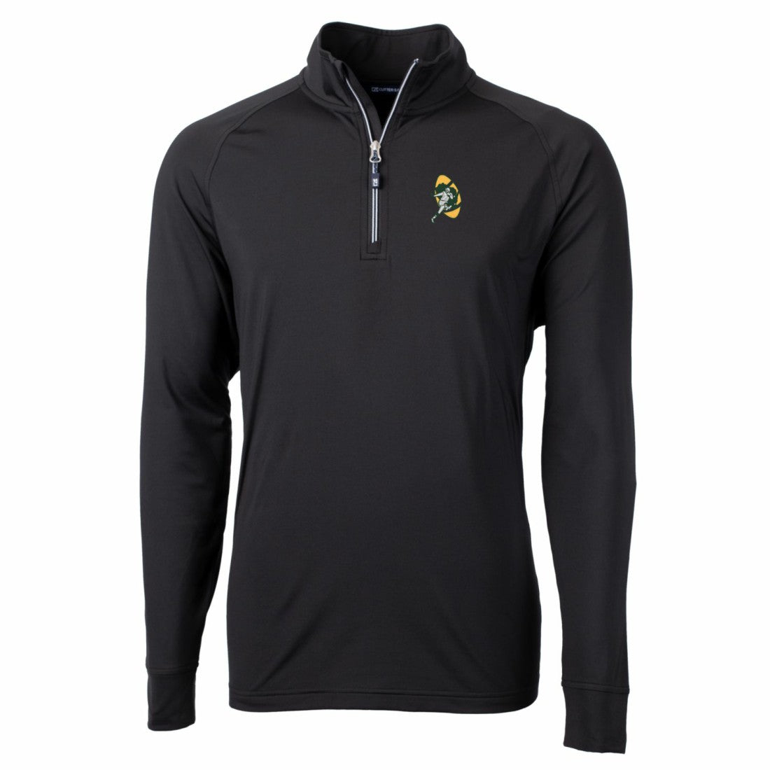 Green Bay Packers Cutter & Buck Adapt Eco Knit Stretch Recycled Quarter-Zip Throwback Pullover Top Black | NFL