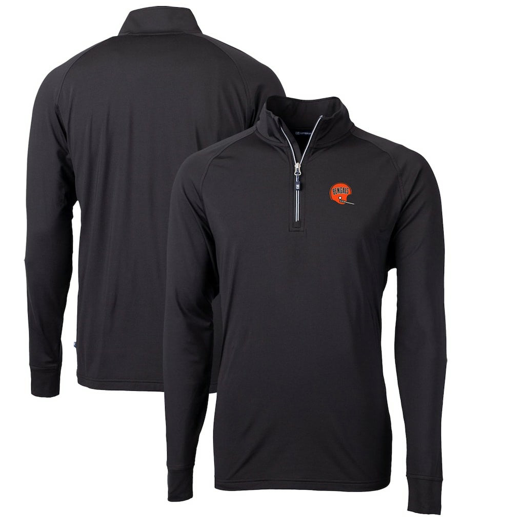 Cincinnati Bengals Cutter & Buck Adapt Eco Knit Stretch Recycled Quarter-Zip Throwback Pullover Top Black | NFL