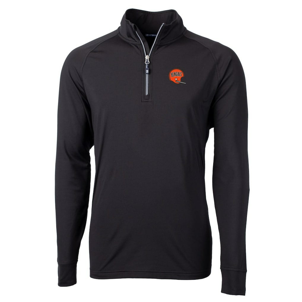Cincinnati Bengals Cutter & Buck Adapt Eco Knit Stretch Recycled Quarter-Zip Throwback Pullover Top Black | NFL