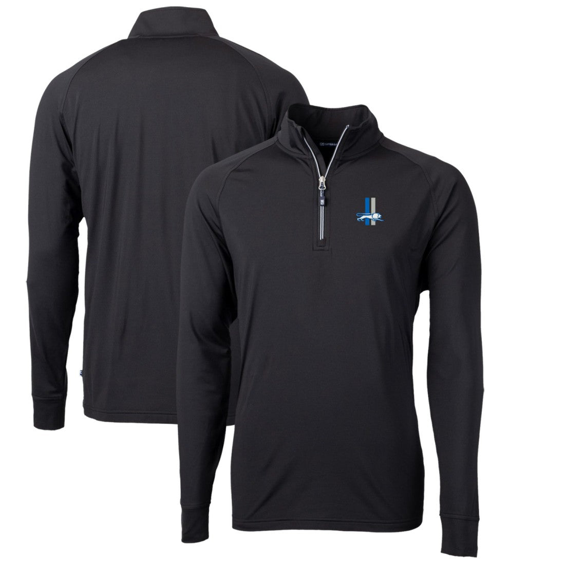 Detroit Lions Cutter & Buck Adapt Eco Knit Stretch Recycled Quarter-Zip Throwback Pullover Top Black | NFL