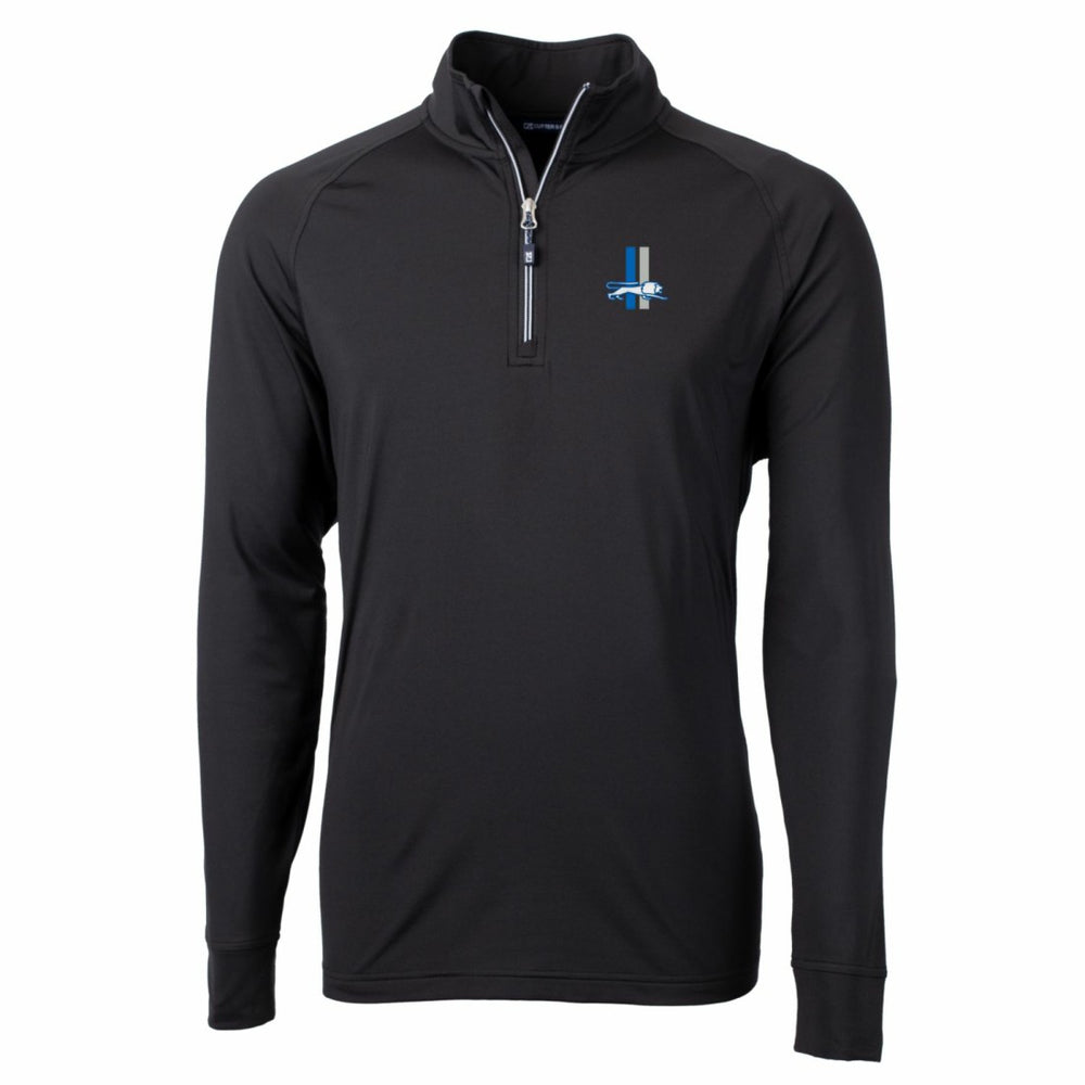 Detroit Lions Cutter & Buck Adapt Eco Knit Stretch Recycled Quarter-Zip Throwback Pullover Top Black | NFL