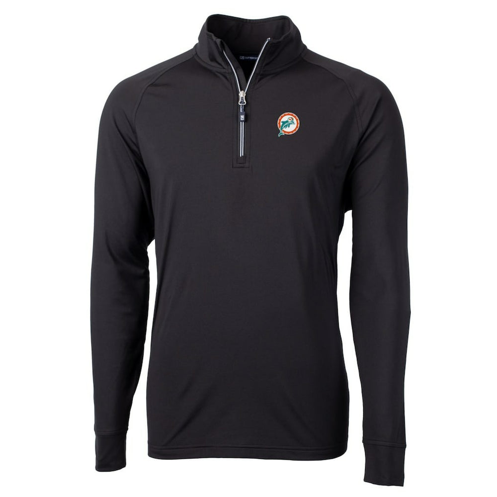 Miami Dolphins Cutter & Buck Adapt Eco Knit Stretch Recycled Quarter-Zip Throwback Pullover Top Black | NFL