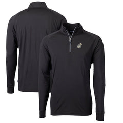New Orleans Saints Cutter & Buck Adapt Eco Knit Stretch Recycled Quarter-Zip Throwback Pullover Top Black | NFL