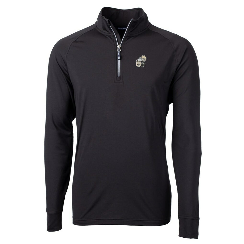 New Orleans Saints Cutter & Buck Adapt Eco Knit Stretch Recycled Quarter-Zip Throwback Pullover Top Black | NFL