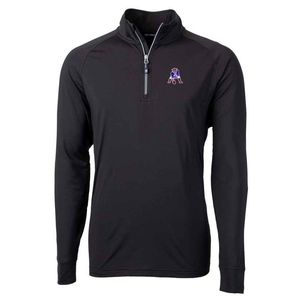 New England Patriots Cutter & Buck Adapt Eco Knit Stretch Recycled Quarter-Zip Throwback Pullover Top Black | NFL