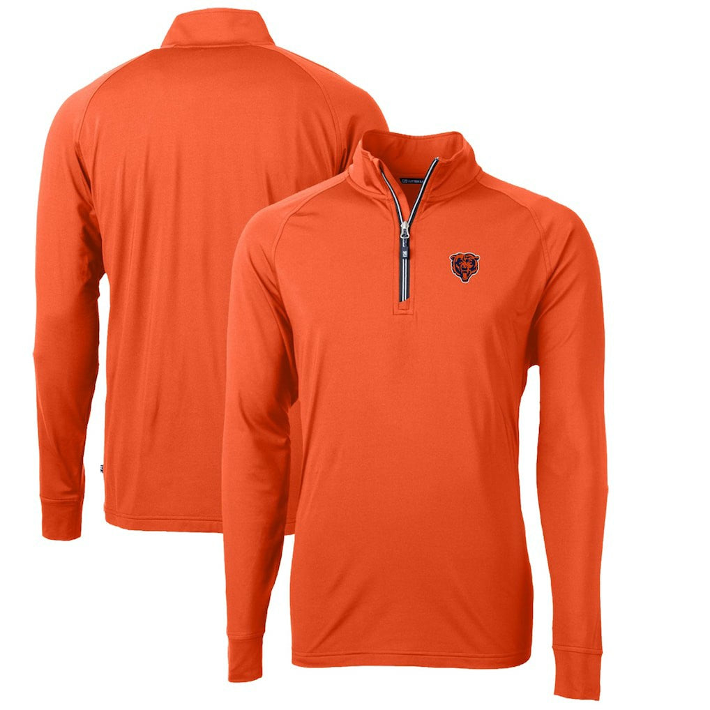 Chicago Bears Cutter & Buck Adapt Eco Knit Stretch Recycled Quarter-Zip Throwback Pullover Top Orange | NFL