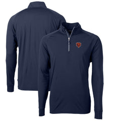 Chicago Bears Cutter & Buck Adapt Eco Knit Stretch Recycled Quarter-Zip Throwback Pullover Top Navy | NFL