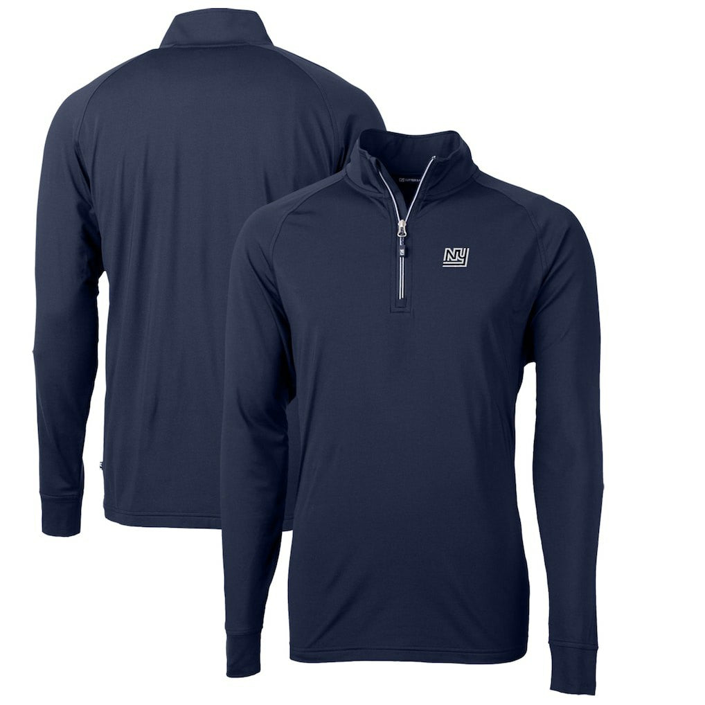 New York Giants Cutter & Buck Adapt Eco Knit Stretch Recycled Quarter-Zip Throwback Pullover Top Navy | NFL