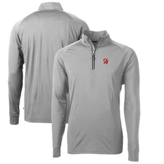 Tampa Bay Buccaneers Cutter & Buck Adapt Eco Knit Stretch Recycled Quarter-Zip Throwback Pullover Top Pewter | NFL