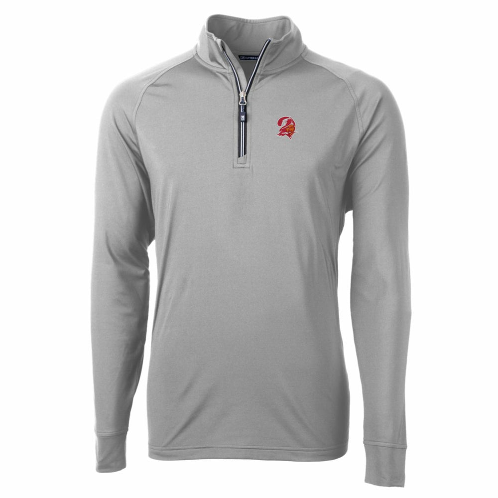Tampa Bay Buccaneers Cutter & Buck Adapt Eco Knit Stretch Recycled Quarter-Zip Throwback Pullover Top Pewter | NFL