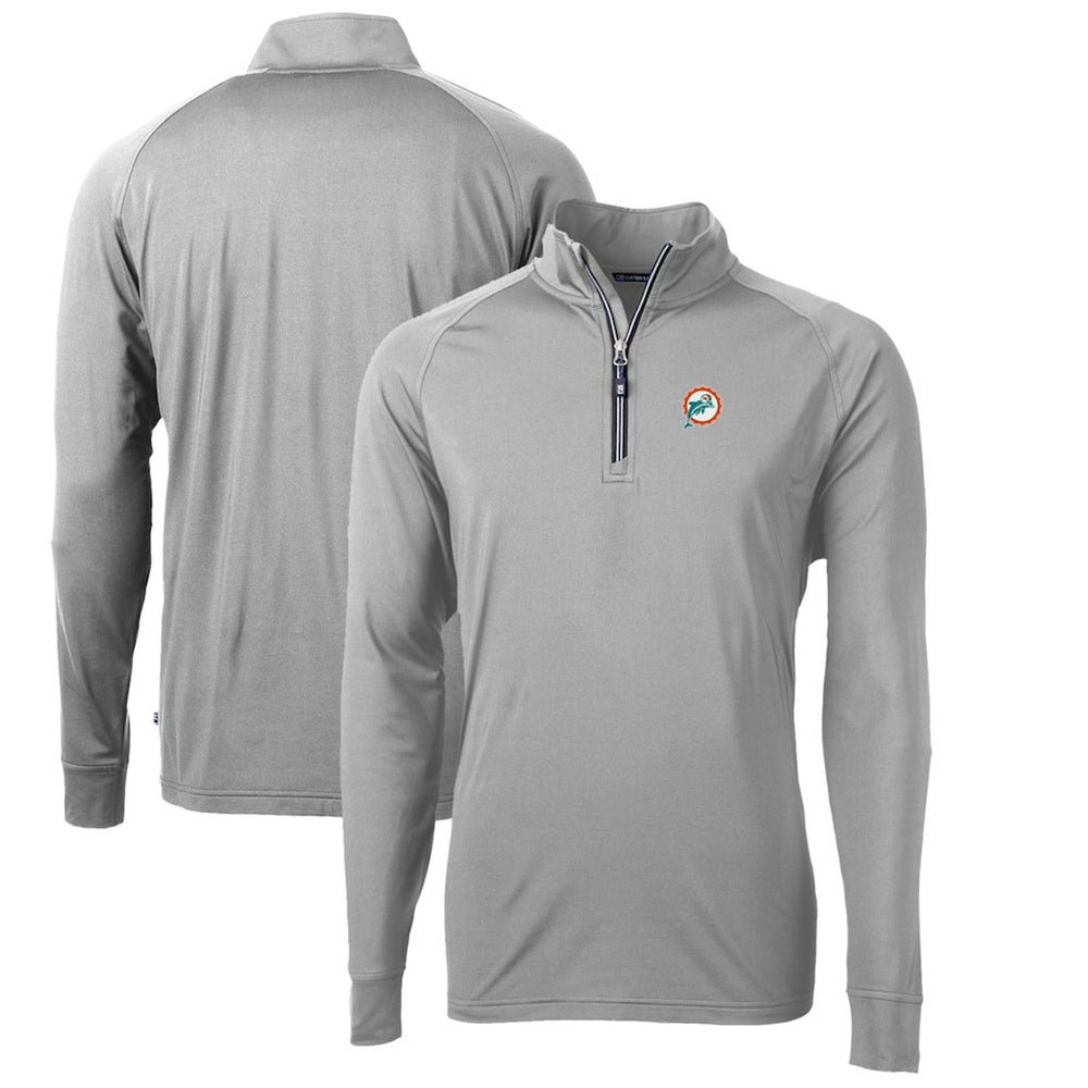 Miami Dolphins Cutter & Buck Adapt Eco Knit Stretch Recycled Quarter-Zip Throwback Pullover Top Gray | NFL