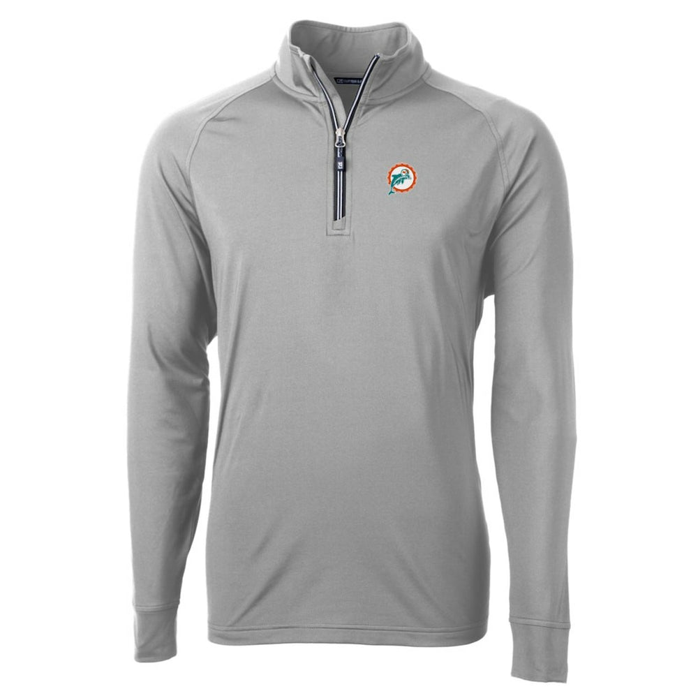 Miami Dolphins Cutter & Buck Adapt Eco Knit Stretch Recycled Quarter-Zip Throwback Pullover Top Gray | NFL