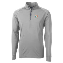 Miami Dolphins Cutter & Buck Adapt Eco Knit Stretch Recycled Quarter-Zip Throwback Pullover Top Gray | NFL