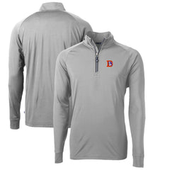 Denver Broncos Cutter & Buck Adapt Eco Knit Stretch Recycled Quarter-Zip Throwback Pullover Top Gray | NFL