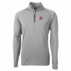 Denver Broncos Cutter & Buck Adapt Eco Knit Stretch Recycled Quarter-Zip Throwback Pullover Top Gray | NFL