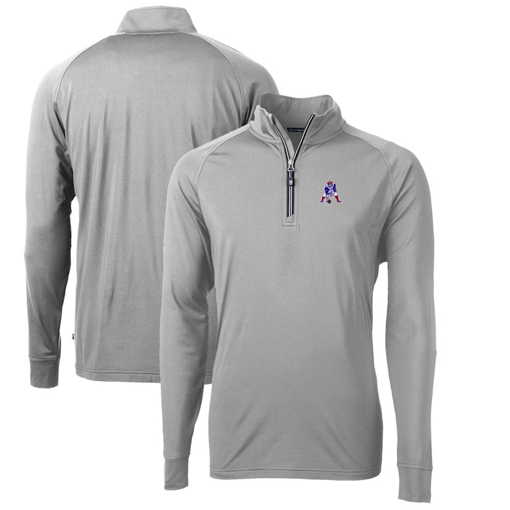 New England Patriots Cutter & Buck Adapt Eco Knit Stretch Recycled Quarter-Zip Throwback Pullover Top Gray | NFL