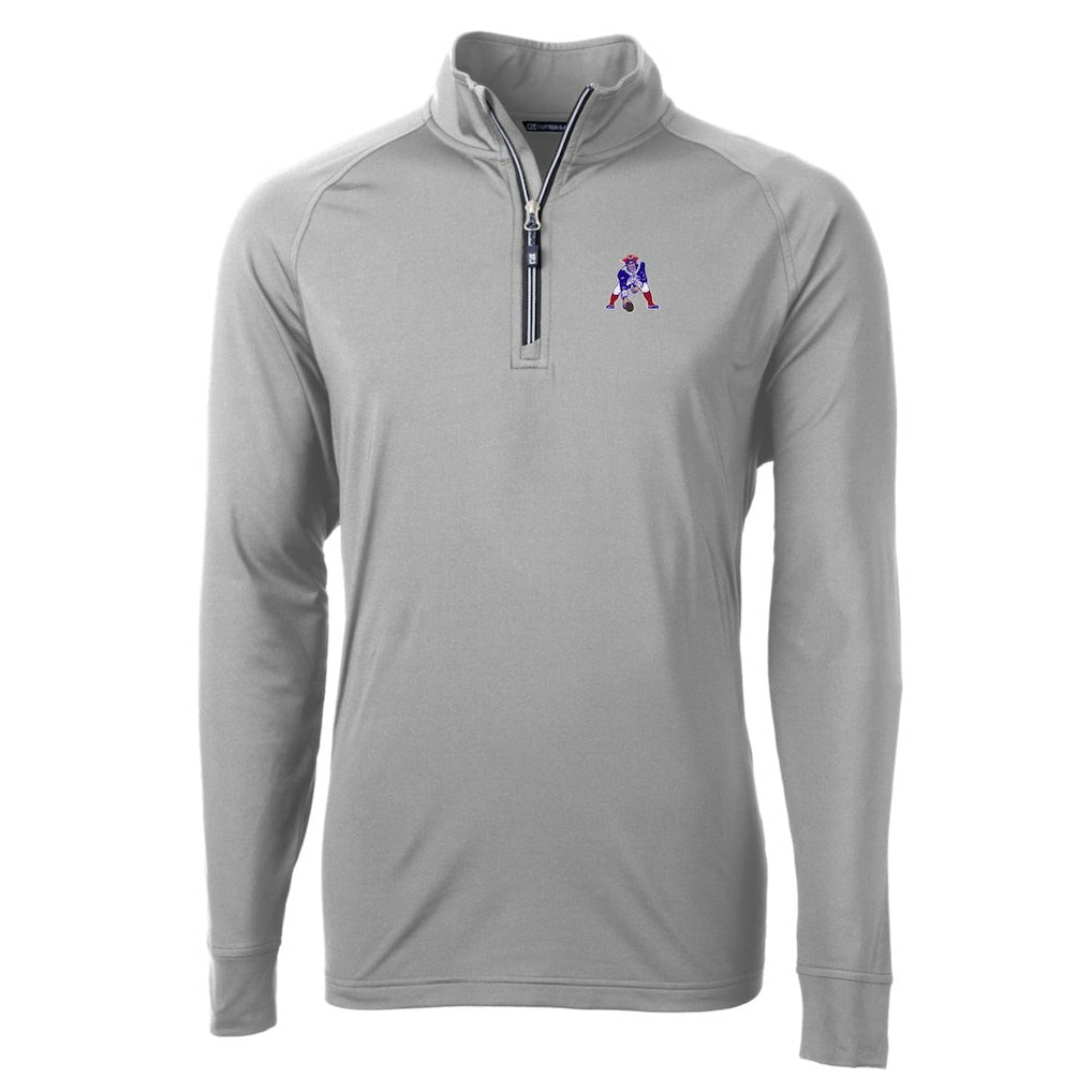 New England Patriots Cutter & Buck Adapt Eco Knit Stretch Recycled Quarter-Zip Throwback Pullover Top Gray | NFL