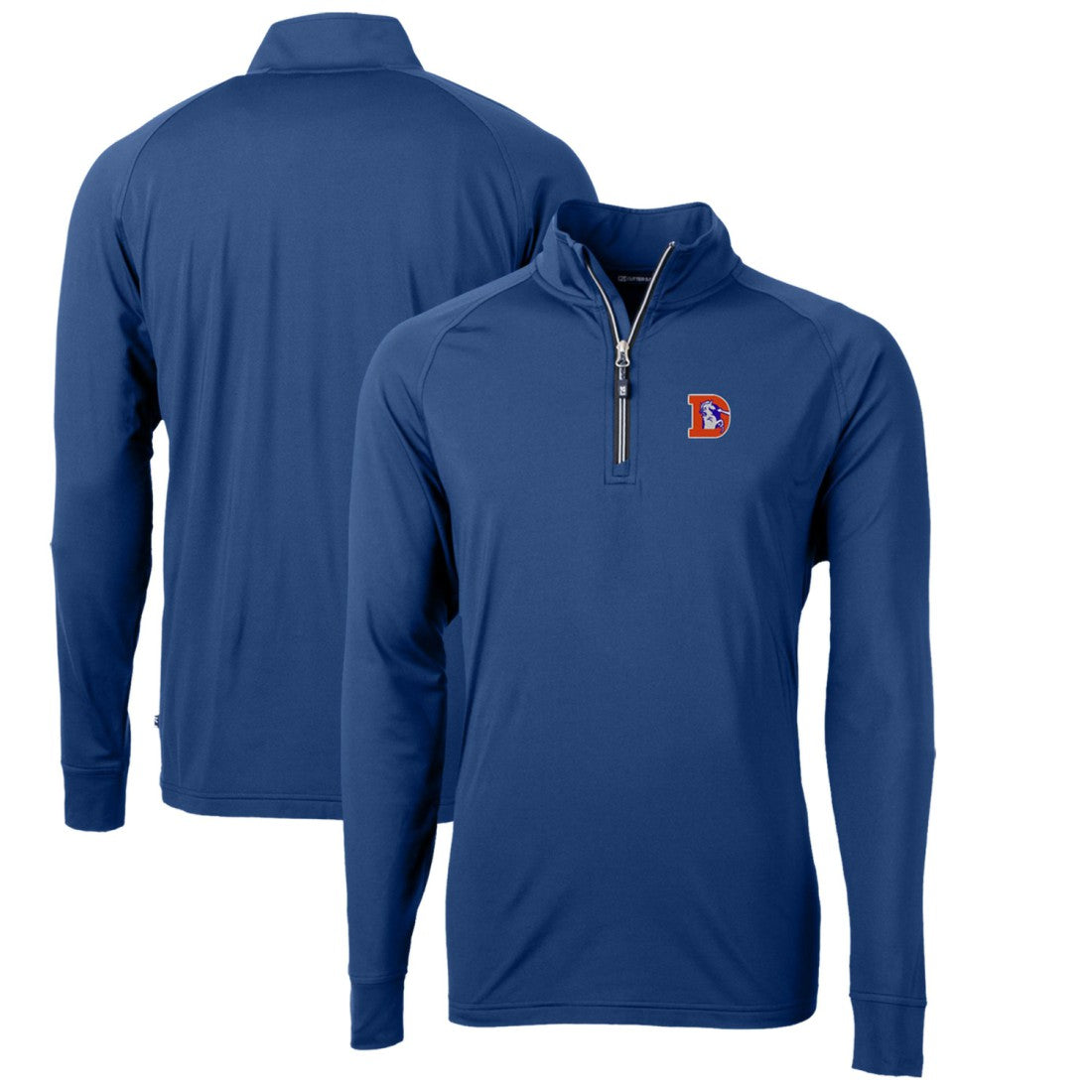 Denver Broncos Cutter & Buck Adapt Eco Knit Stretch Recycled Quarter-Zip Throwback Pullover Top Royal | NFL