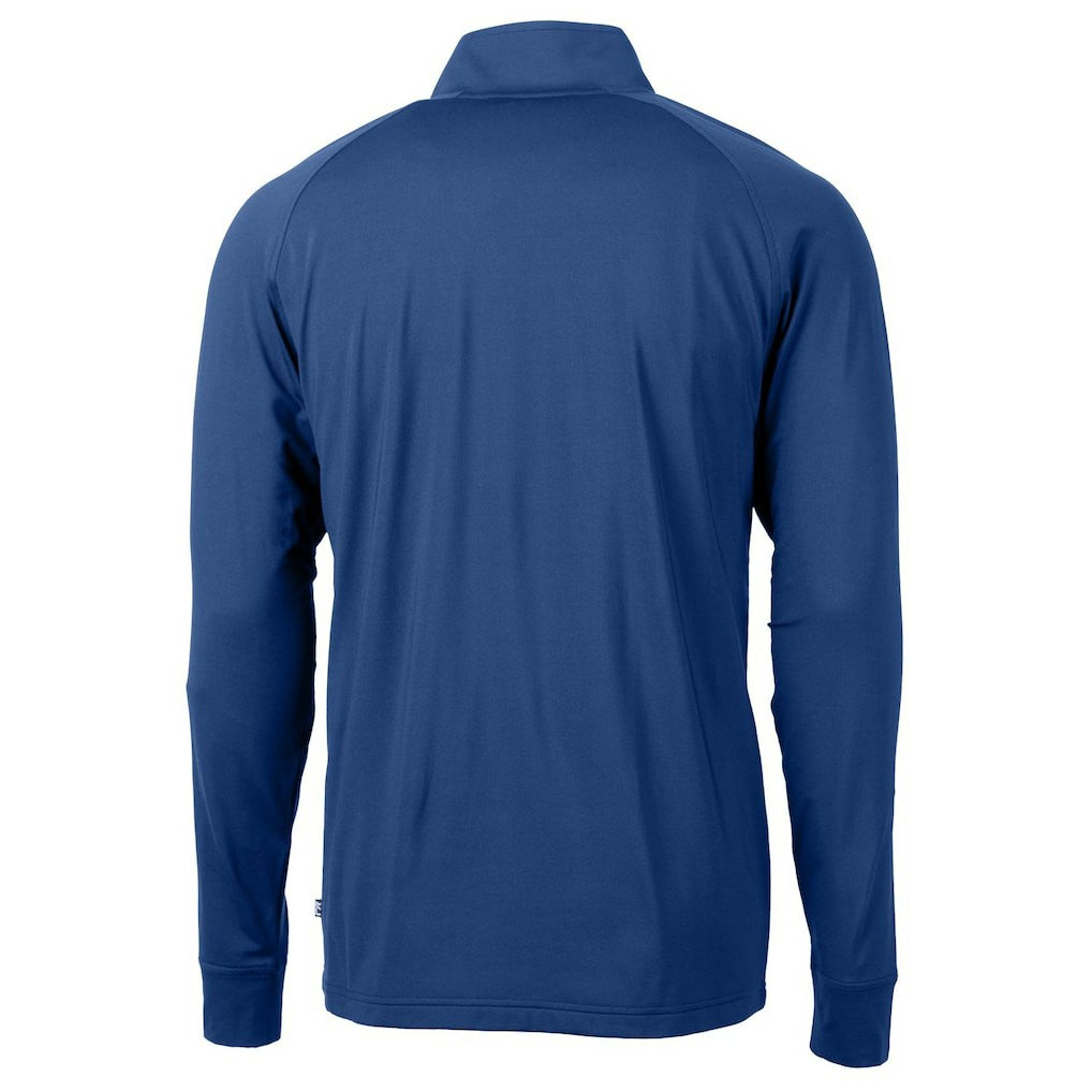 New England Patriots Cutter & Buck Adapt Eco Knit Stretch Recycled Quarter-Zip Throwback Pullover Top Royal | NFL
