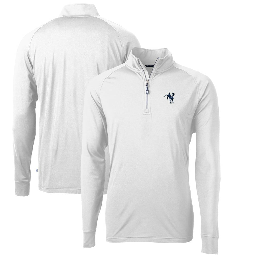 Indianapolis Colts Cutter & Buck Adapt Eco Knit Stretch Recycled Quarter-Zip Throwback Pullover Top White | NFL