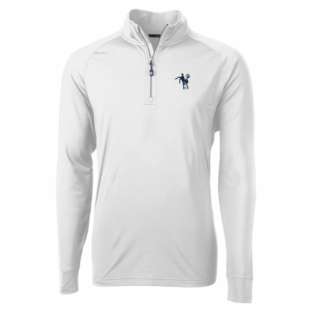 Indianapolis Colts Cutter & Buck Adapt Eco Knit Stretch Recycled Quarter-Zip Throwback Pullover Top White | NFL