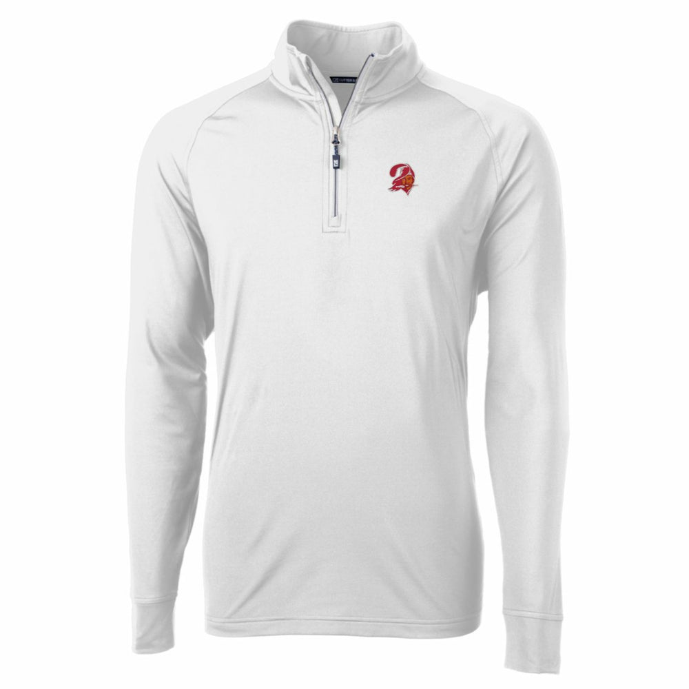 Tampa Bay Buccaneers Cutter & Buck Adapt Eco Knit Stretch Recycled Quarter-Zip Throwback Pullover Top White | NFL