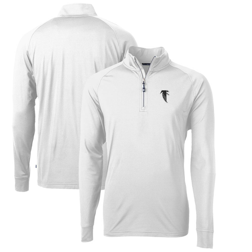 Atlanta Falcons Cutter & Buck Adapt Eco Knit Stretch Recycled Quarter-Zip Throwback Pullover Top White | NFL