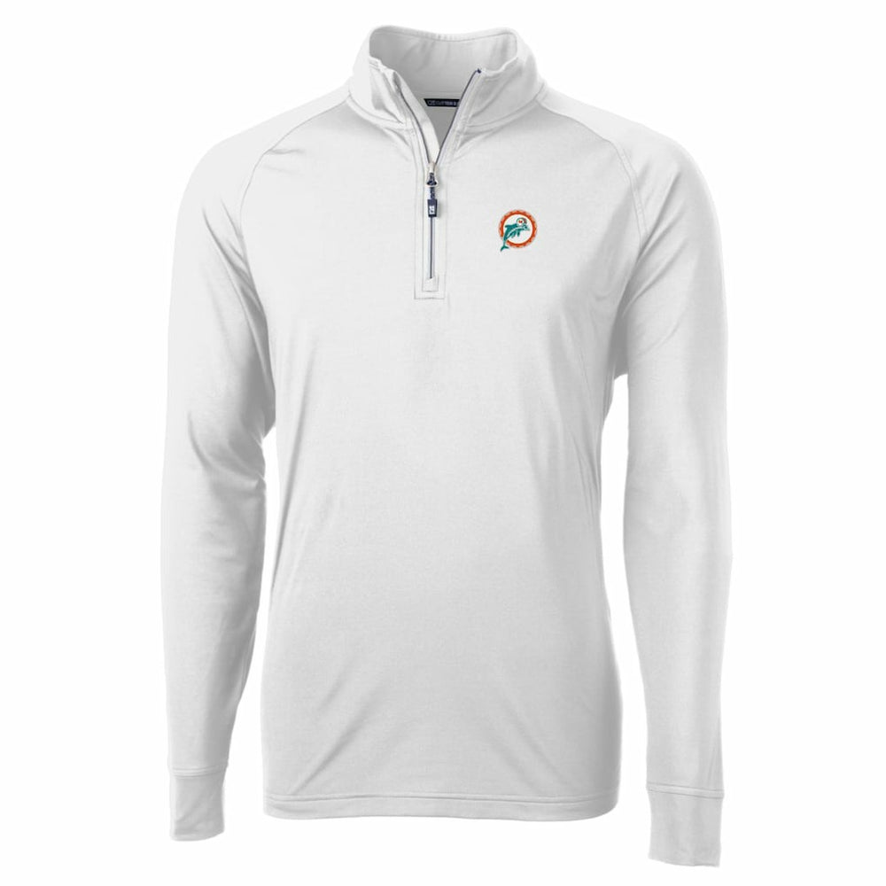 Miami Dolphins Cutter & Buck Adapt Eco Knit Stretch Recycled Quarter-Zip Throwback Pullover Top White | NFL
