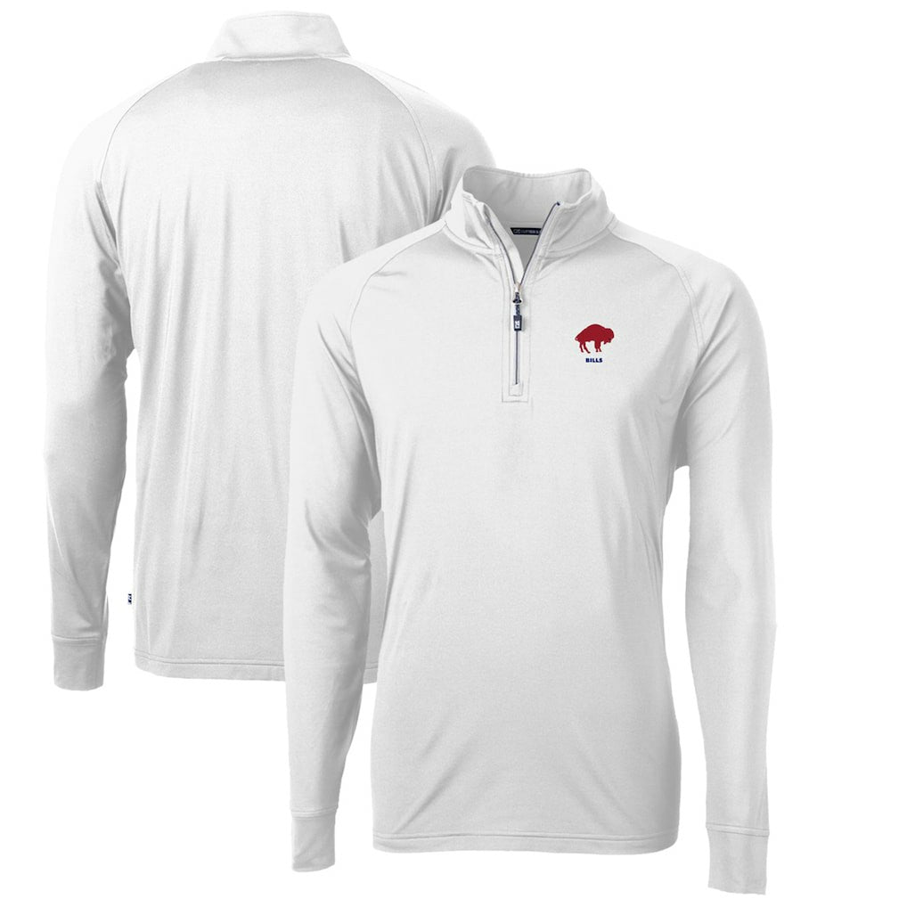 Buffalo Bills Cutter & Buck Adapt Eco Knit Stretch Recycled Quarter-Zip Throwback Pullover Top White | NFL