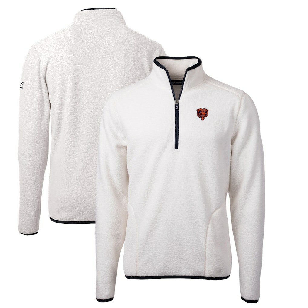 Chicago Bears Cutter & Buck Throwback Eco Sherpa Fleece Quarter-Zip Pullover Jacket White | NFL