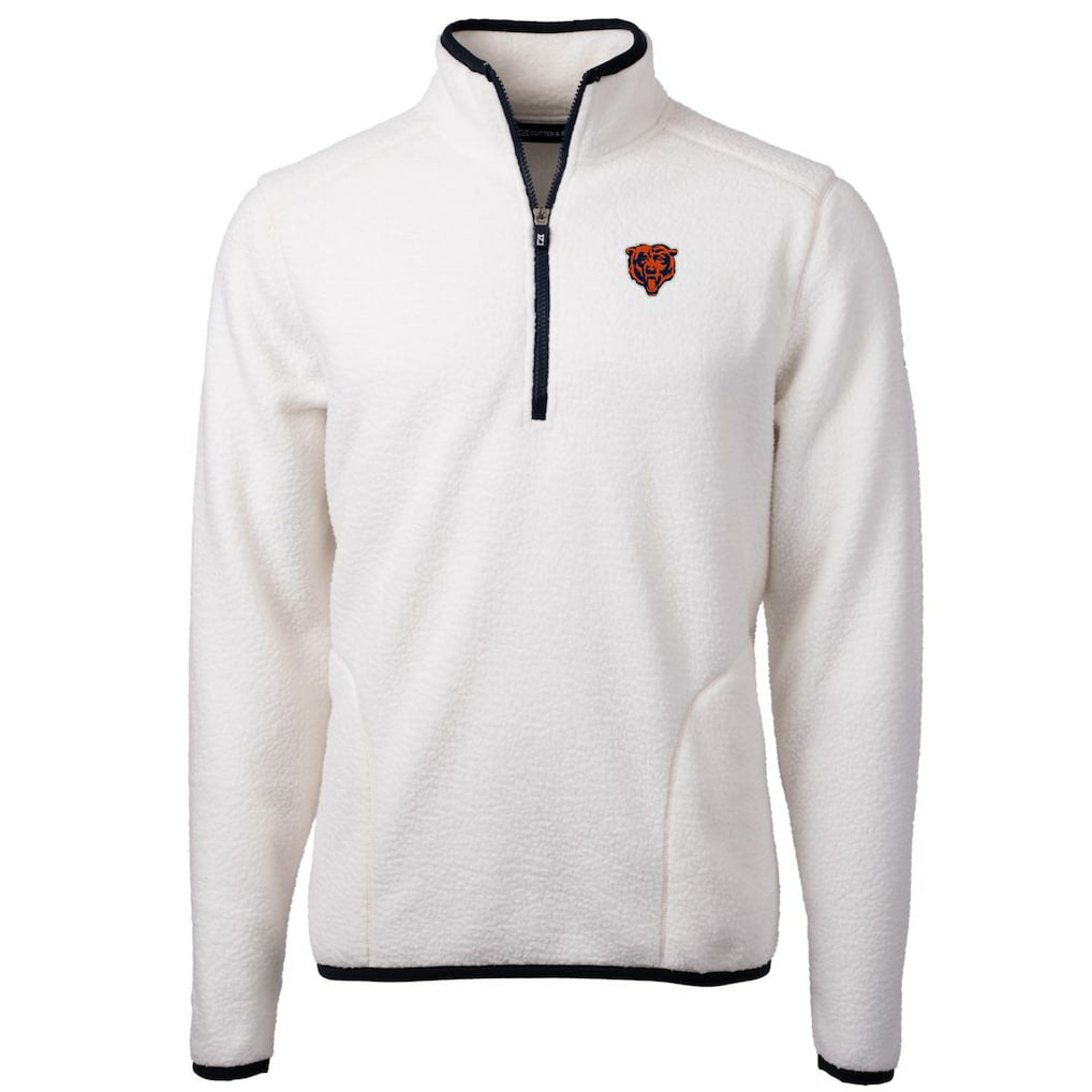 Chicago Bears Cutter & Buck Throwback Eco Sherpa Fleece Quarter-Zip Pullover Jacket White | NFL