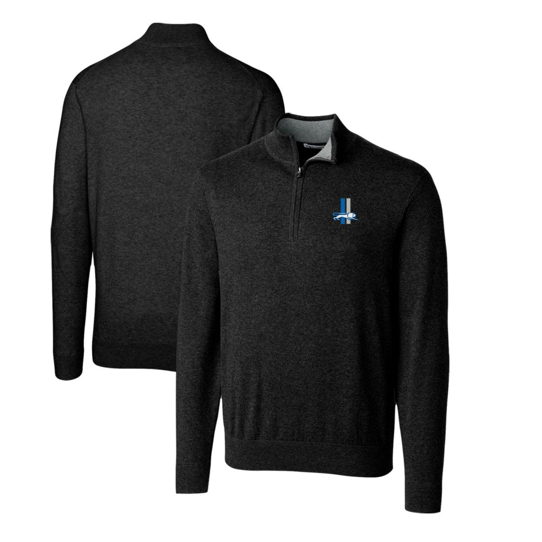 Detroit Lions Cutter & Buck Throwback Logo Lakemont Tri-Blend Quarter-Zip Pullover Sweater Black | NFL