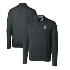 Detroit Lions Cutter & Buck Throwback Logo Lakemont Tri-Blend Quarter-Zip Pullover Sweater Heather Charcoal | NFL