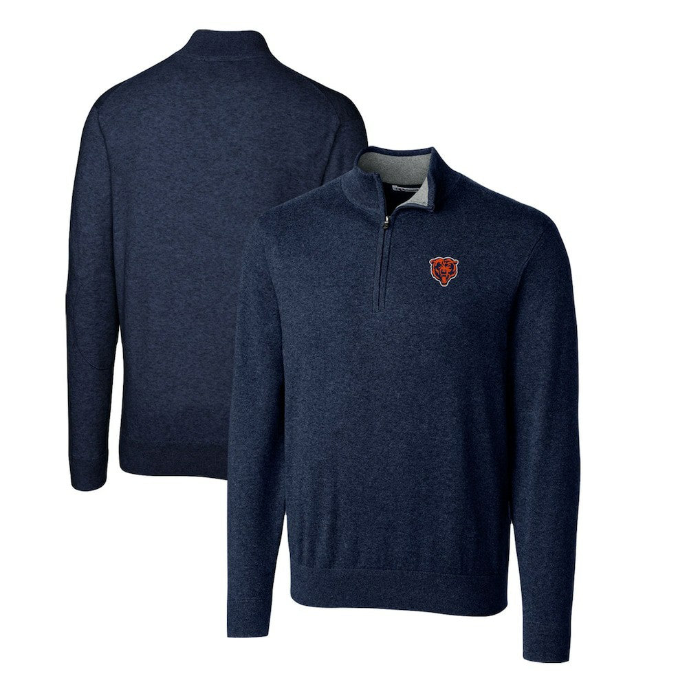 Chicago Bears Cutter & Buck Throwback Logo Lakemont Tri-Blend Quarter-Zip Pullover Sweater Navy | NFL