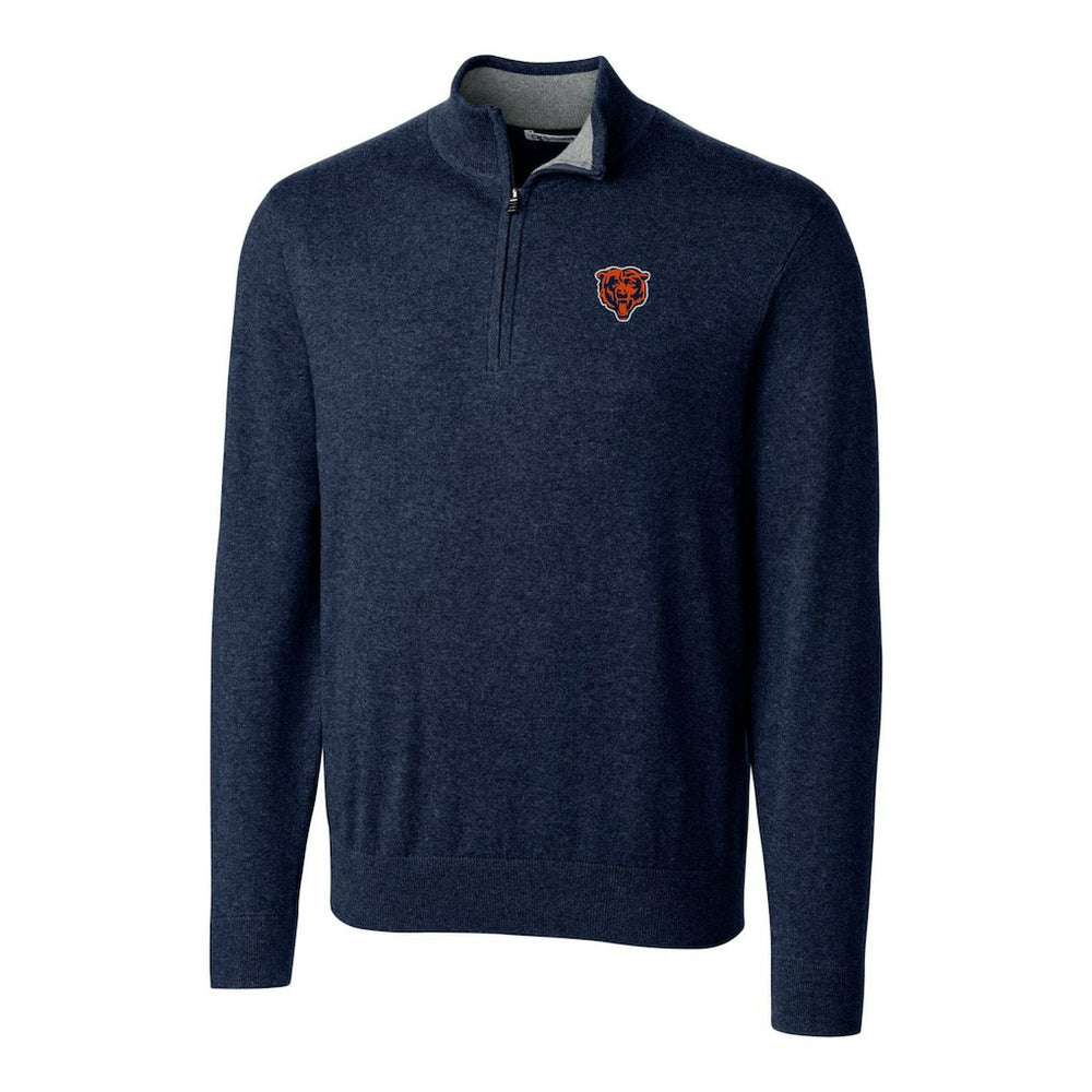 Chicago Bears Cutter & Buck Throwback Logo Lakemont Tri-Blend Quarter-Zip Pullover Sweater Navy | NFL
