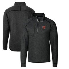 Chicago Bears Cutter & Buck Throwback Logo Mainsail Sweater-Knit Half-Zip Pullover Jacket Heather Charcoal | NFL
