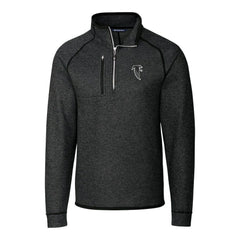 Atlanta Falcons Cutter & Buck Throwback Logo Mainsail Sweater-Knit Half-Zip Pullover Jacket Heather Charcoal | NFL