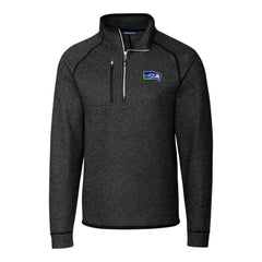 Seattle Seahawks Cutter & Buck Throwback Logo Mainsail Sweater-Knit Half-Zip Pullover Jacket Heather Charcoal | NFL