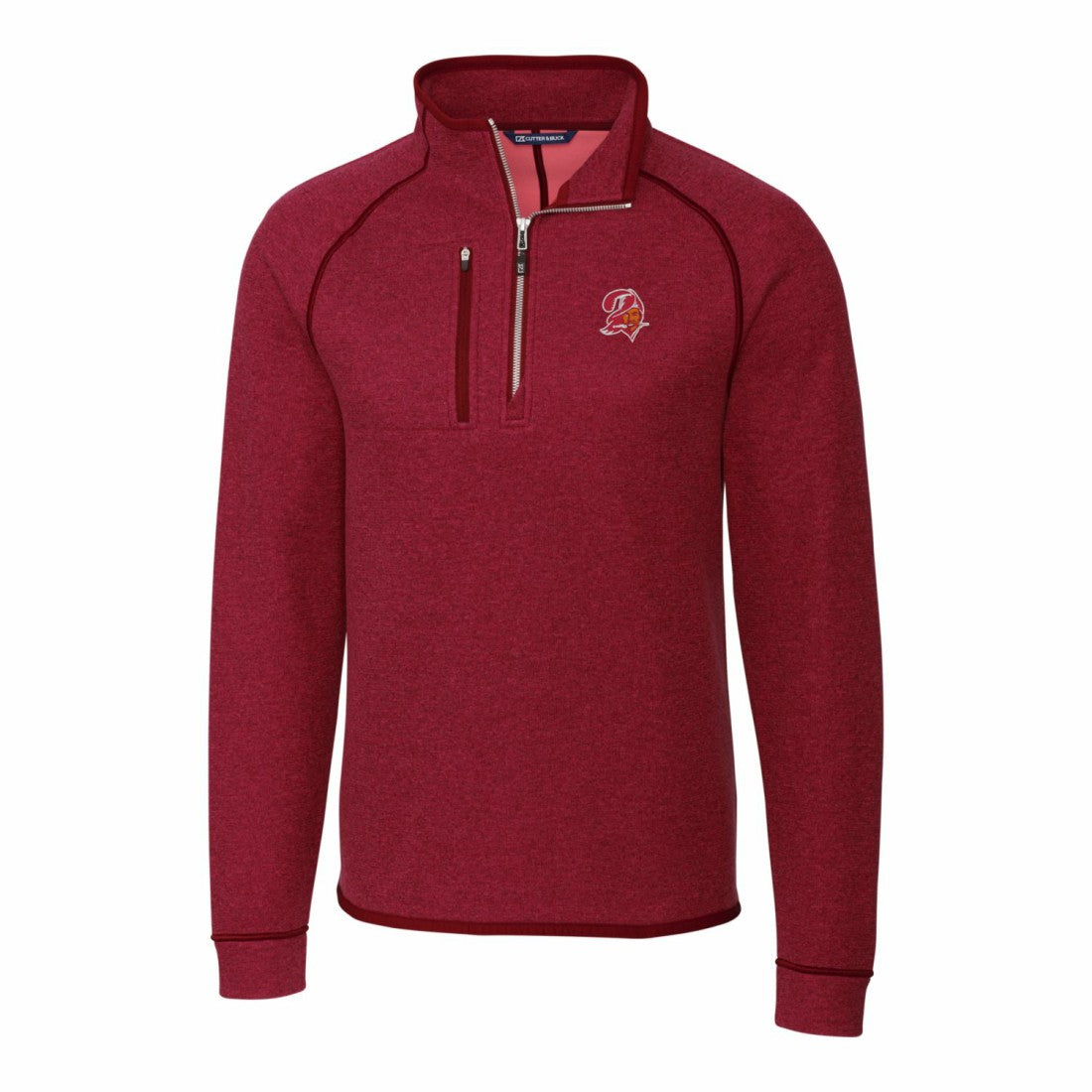 Tampa Bay Buccaneers Cutter & Buck Mainsail Sweater-Knit Half-Zip Pullover Jacket Red | NFL