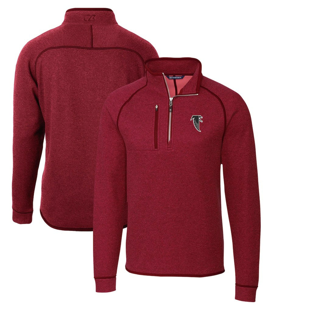 Atlanta Falcons Cutter & Buck Mainsail Sweater-Knit Half-Zip Pullover Jacket Red | NFL