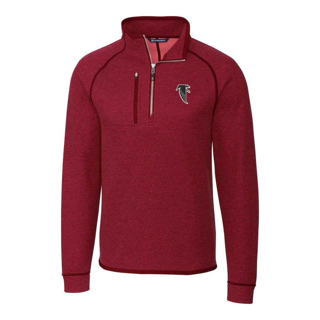 Atlanta Falcons Cutter & Buck Mainsail Sweater-Knit Half-Zip Pullover Jacket Red | NFL