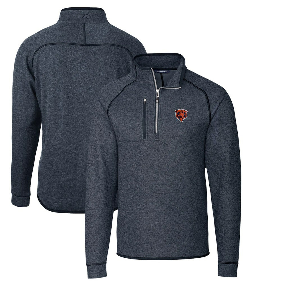 Chicago Bears Cutter & Buck Throwback Logo Mainsail Sweater-Knit Half-Zip Pullover Jacket Heather Navy | NFL