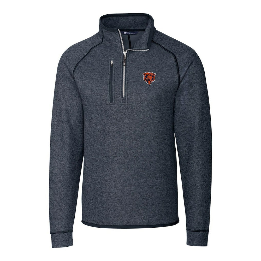 Chicago Bears Cutter & Buck Throwback Logo Mainsail Sweater-Knit Half-Zip Pullover Jacket Heather Navy | NFL