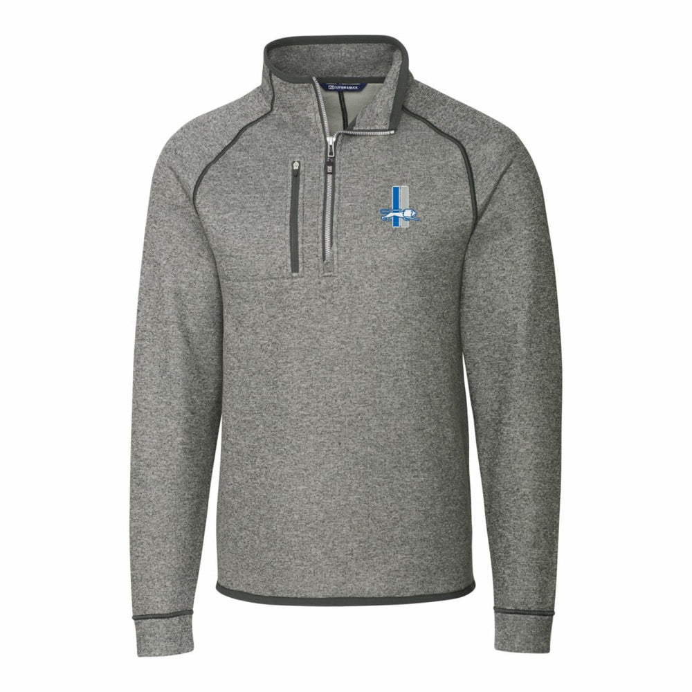 Detroit Lions Cutter & Buck Throwback Logo Mainsail Sweater-Knit Half-Zip Pullover Jacket Heather Gray | NFL